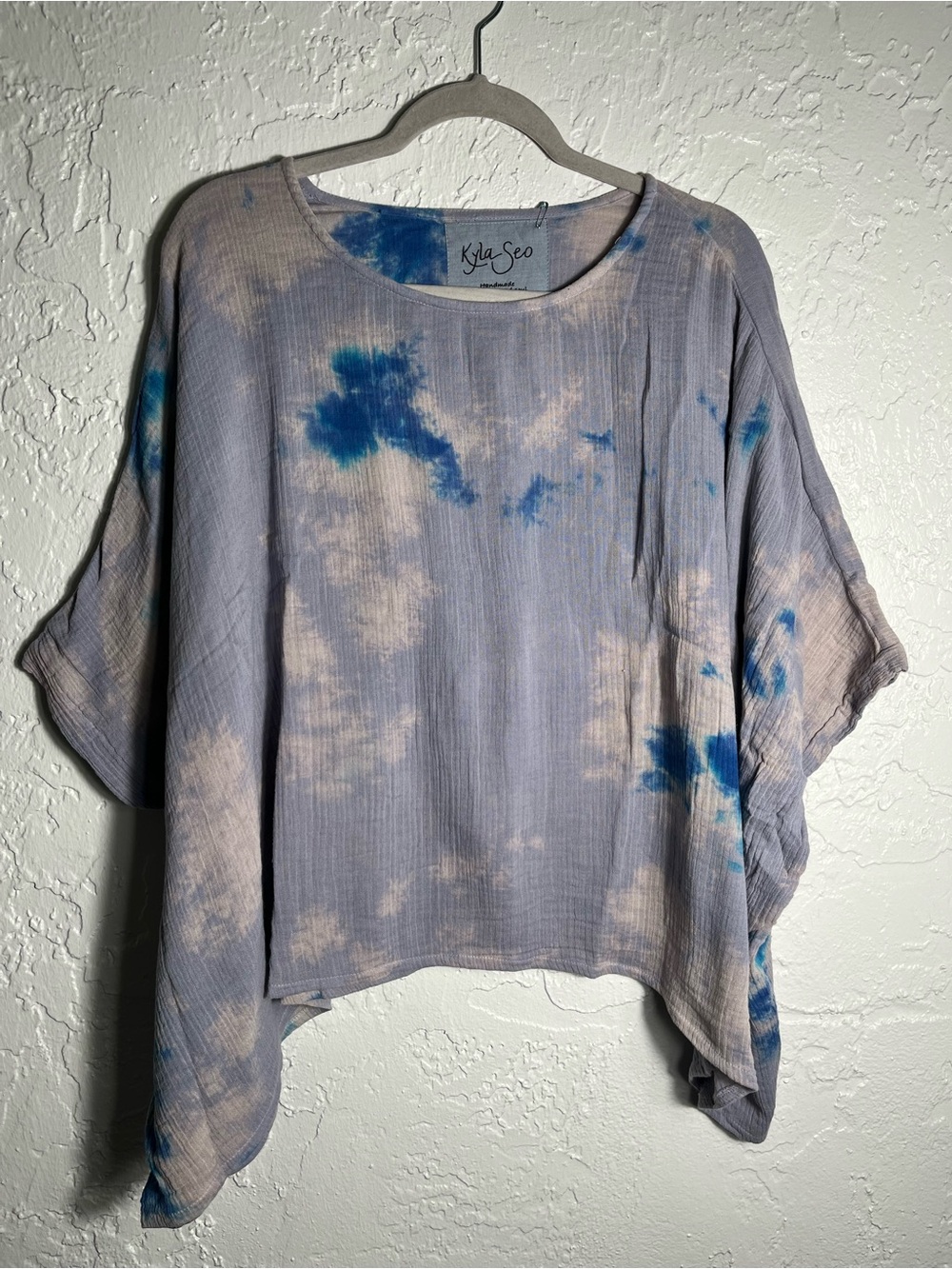 Kyla Seo Dahlia Blouse Large Opal Tie Dye Boho Gauze Oversized Handmade India